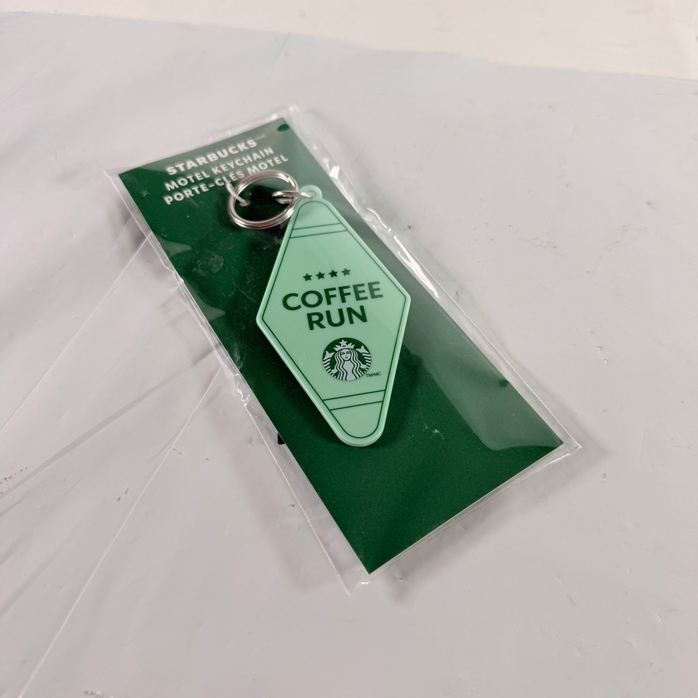 Starbucks Motel Keychain New Coffee Run Mint Green Retro Logo Tag - Picture 4 of 5